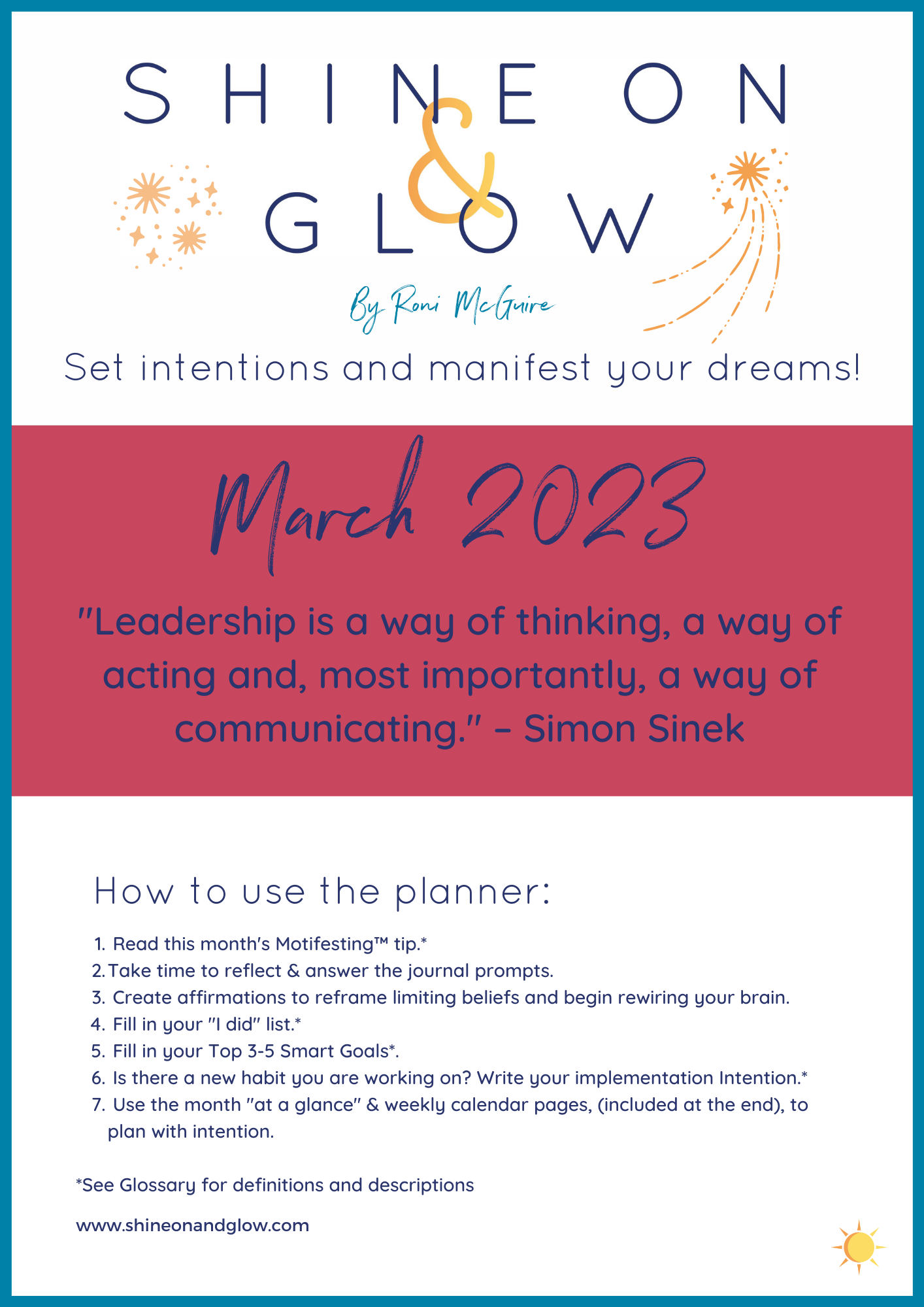 Month 3-Mar. Cover Page - Quote - How To Use Planner