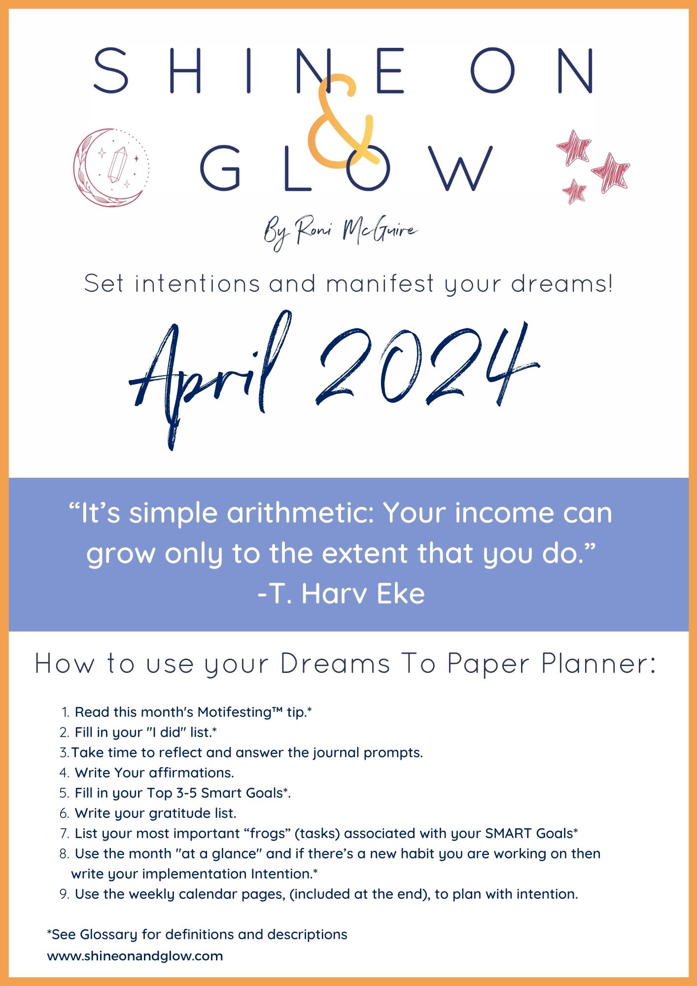 Shine On and Glow Manifesting Planner April 2024 