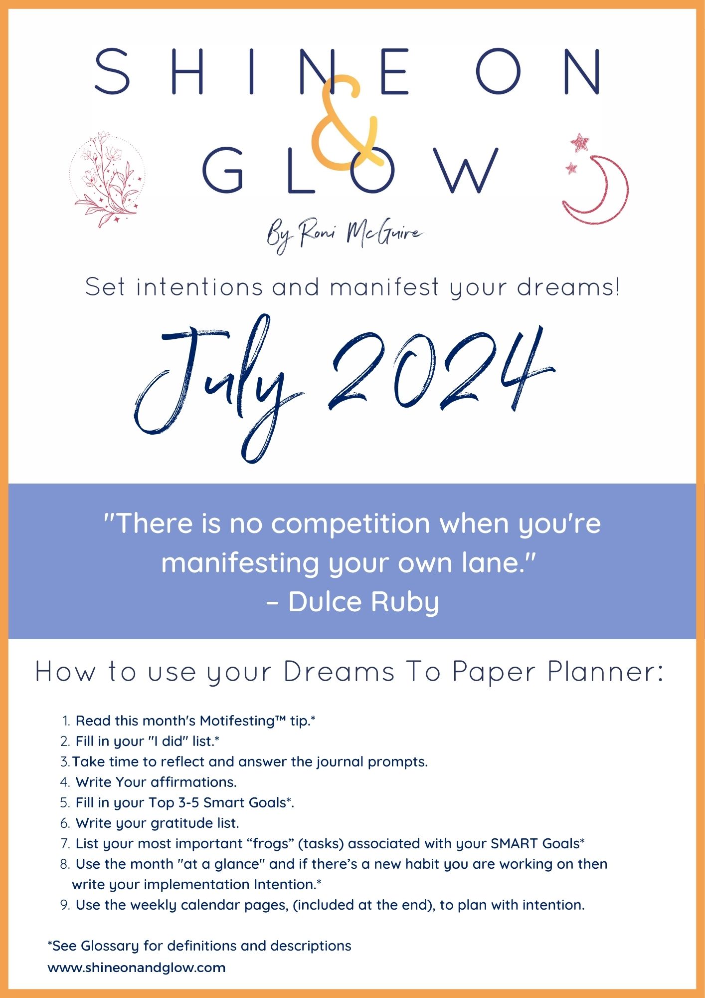 Shine On and Glow July Planner Manifesting Workshop 