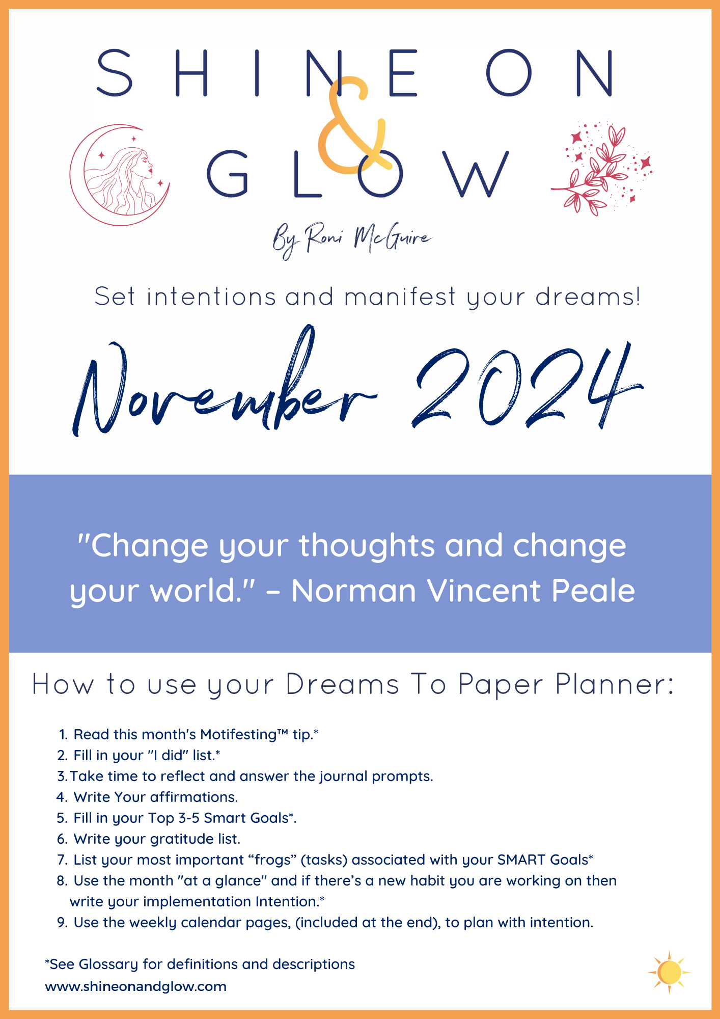 Shine On and Glow October Manifesting Planner Roni McGuire